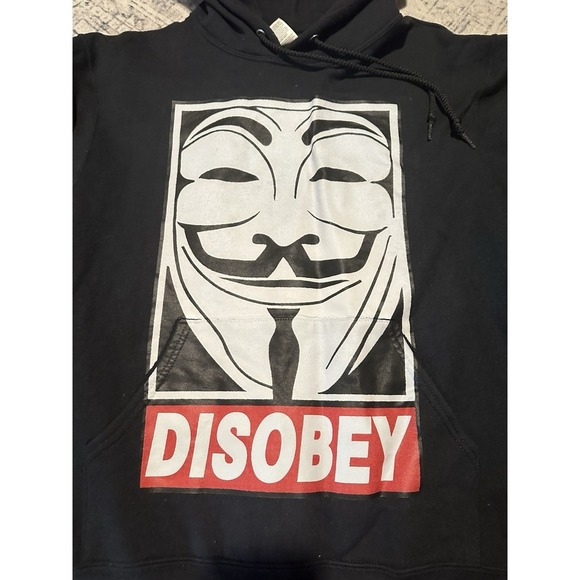 Guy Fawkes Hoodie Men M Disobey Anarchy V For Vendetta Hacker Political Graphic - Picture 3 of 10